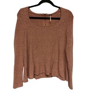 Free People Textured Knit Cropped Sweater‎ Rose Gold Zipper Back XS